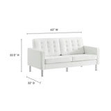Loft Silver/White 3 Piece Tufted Upholstered Faux Leather Set - 93x95" - Ornate Home