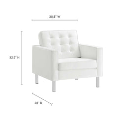 Loft Silver/White 3-Piece Tufted Vegan Leather Furniture Set - Ornate Home