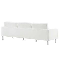 Loft Silver/White 3-Piece Tufted Vegan Leather Furniture Set - Ornate Home