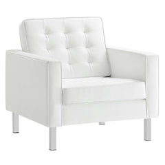 Loft Silver/White 3-Piece Tufted Vegan Leather Furniture Set - Ornate Home
