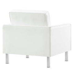 Loft Silver/White 3-Piece Tufted Vegan Leather Furniture Set - Ornate Home