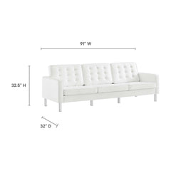 Loft Silver/White 3-Piece Tufted Vegan Leather Furniture Set - Ornate Home