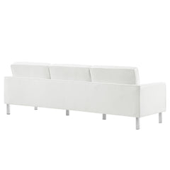 Loft Silver/White Tufted Upholstered Faux Leather Sofa and Armchair Set - Ornate Home
