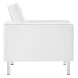 Loft Silver/White Tufted Vegan Leather Armchair - Ornate Home
