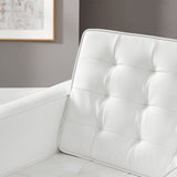 Loft Silver/White Tufted Vegan Leather Armchair - Ornate Home
