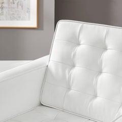 Loft Silver/White Tufted Vegan Leather Armchair - Ornate Home