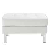 Loft Silver/White Tufted Vegan Leather Armchair and Ottoman Set - Ornate Home
