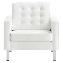 Loft Silver/White Tufted Vegan Leather Armchairs (Set of 2) - Ornate Home