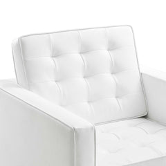 Loft Silver/White Tufted Vegan Leather Armchairs (Set of 2) - Ornate Home