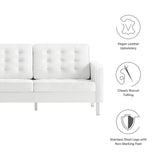Loft Silver/White Tufted Vegan Leather Loveseat - Ornate Home