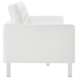 Loft Silver/White Tufted Vegan Leather Sofa - Ornate Home