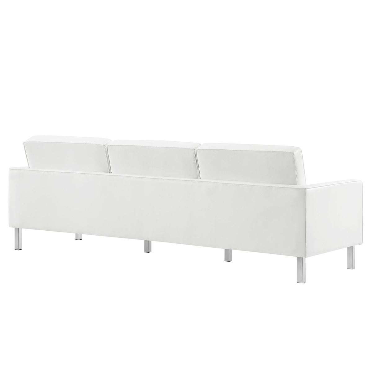 Loft Silver/White Tufted Vegan Leather Sofa - Ornate Home