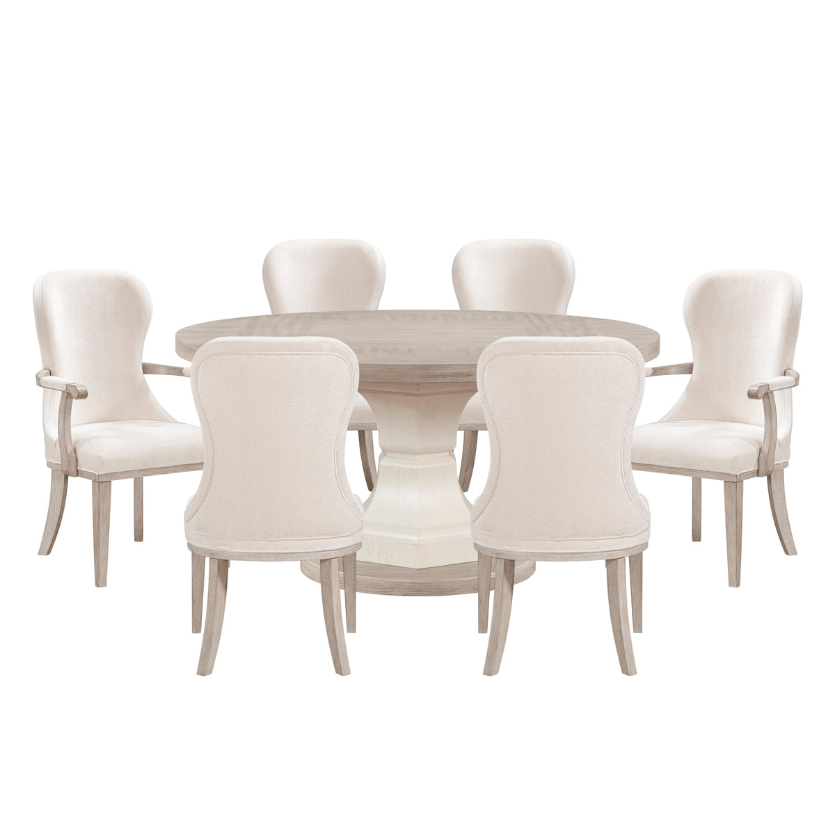 Lofton Beige 7pc Dining Set - Ornate Home