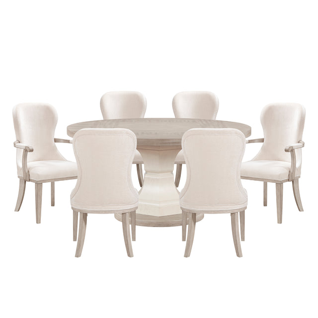Lofton Beige 7pc Dining Set - Ornate Home
