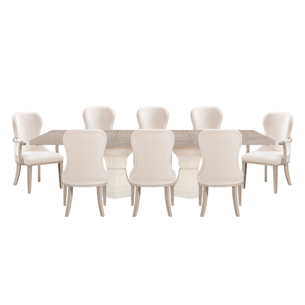 Lofton Beige 9pc Dining Set - Ornate Home