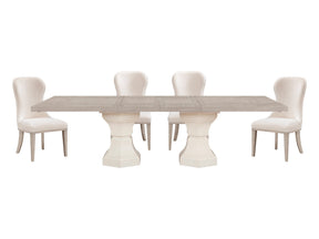 Lofton Light Gray/White/Ivory 5-Piece Dining Table Set - Ornate Home