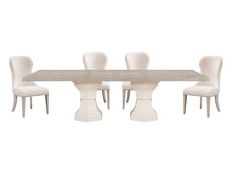 Lofton Light Gray/White/Ivory 5-Piece Dining Table Set - Ornate Home