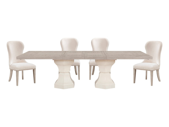 Lofton Light Gray/White/Ivory 5-Piece Dining Table Set - Ornate Home