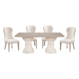 Lofton Light Gray/White/Ivory 5-Piece Dining Table Set - Ornate Home