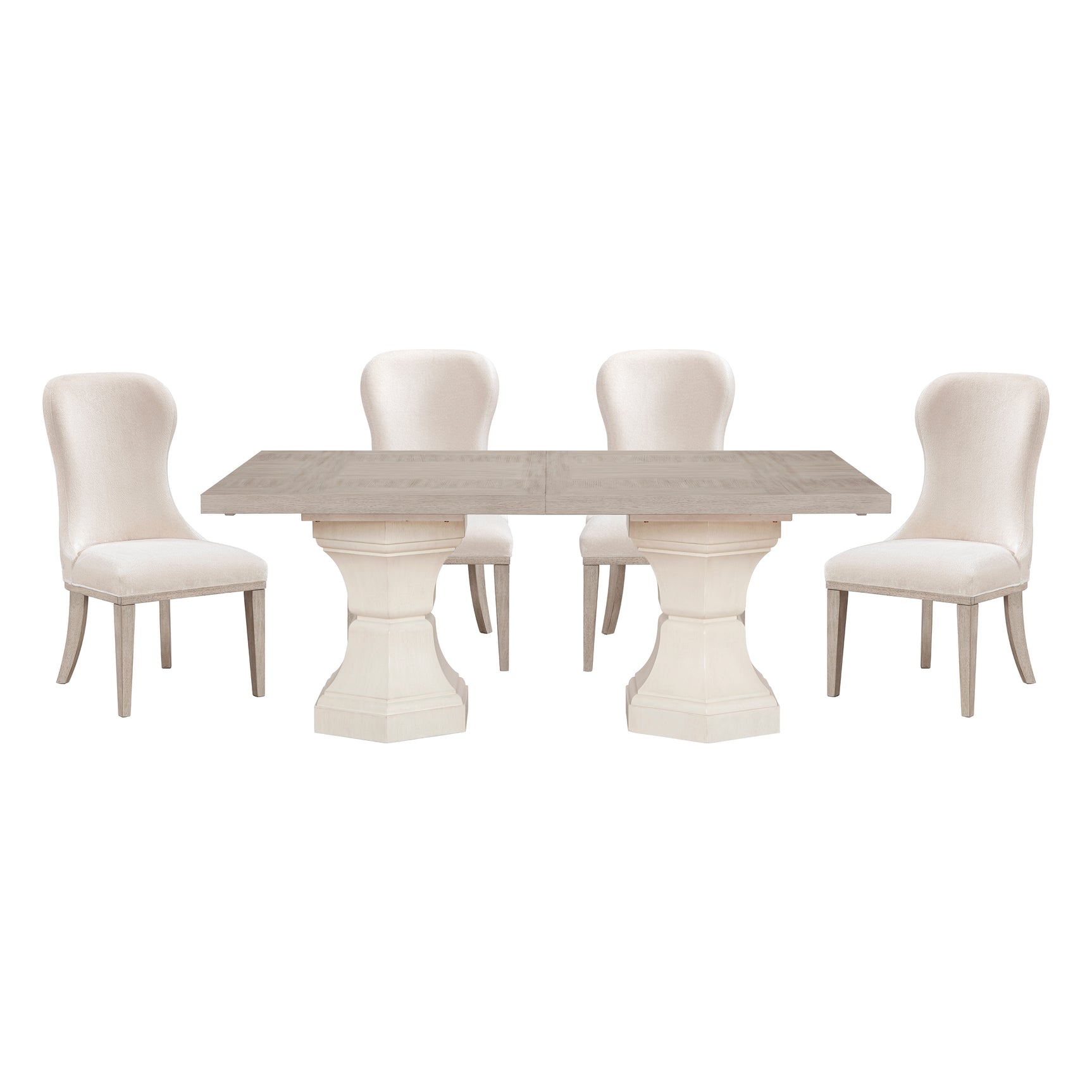 Lofton Light Gray/White/Ivory 5-Piece Dining Table Set - Ornate Home