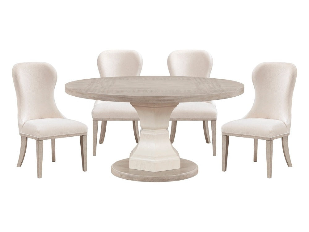 Lofton Light Gray/White/Ivory 5-Piece Round Dining Table Set - Ornate Home