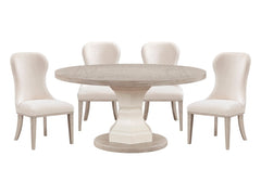 Lofton Light Gray/White/Ivory 5-Piece Round Dining Table Set - Ornate Home