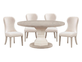 Lofton Light Gray/White/Ivory 5-Piece Round Dining Table Set - Ornate Home