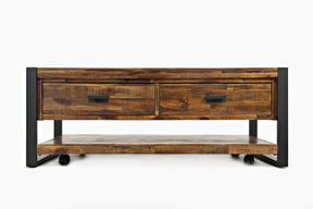 Loftworks Distressed Brown Cocktail Table w/Drawers - Ornate Home