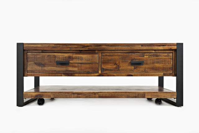 Loftworks Distressed Brown Cocktail Table w/Drawers - Ornate Home