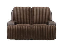 Logan Two-Tone Brown Fabric & Leatherette Power Reclining Loveseat - Ornate Home