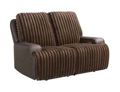 Logan Two-Tone Brown Fabric & Leatherette Power Reclining Loveseat - Ornate Home