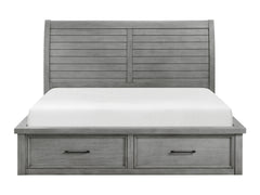 Logandale Antique Gray Eastern King Platform Bed w/ Storage FB and Side Rails - Ornate Home