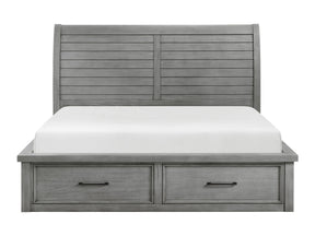 Logandale Antique Gray Eastern King Platform Bed w/ Storage FB and Side Rails - Ornate Home