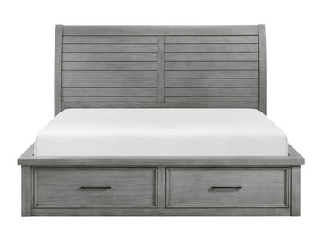 Logandale Antique Gray Eastern King Platform Bed w/ Storage FB and Side Rails - Ornate Home