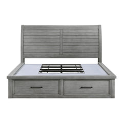 Logandale Antique Gray Eastern King Platform Bed w/ Storage FB and Side Rails - Ornate Home