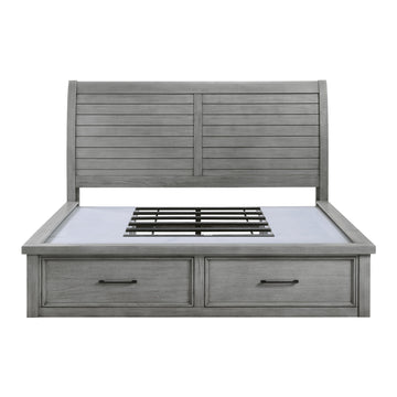 Logandale Antique Gray Eastern King Platform Bed w/ Storage FB and Side Rails - Ornate Home