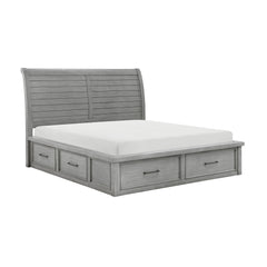 Logandale Antique Gray Eastern King Platform Bed w/ Storage FB and Side Rails - Ornate Home