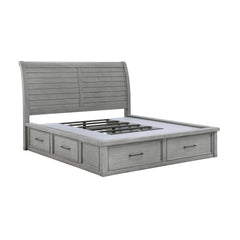 Logandale Antique Gray Eastern King Platform Bed w/ Storage FB and Side Rails - Ornate Home
