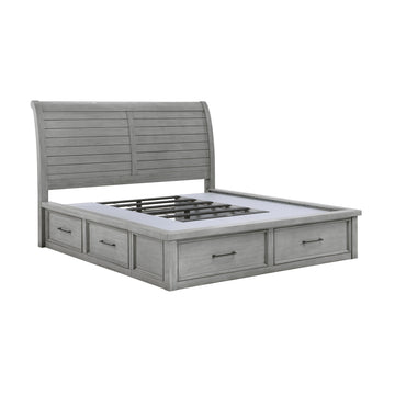 Logandale Antique Gray Eastern King Platform Bed w/ Storage FB and Side Rails - Ornate Home