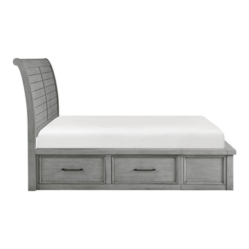 Logandale Antique Gray Eastern King Platform Bed w/ Storage FB and Side Rails - Ornate Home