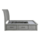 Logandale Antique Gray Eastern King Platform Bed w/ Storage FB and Side Rails - Ornate Home