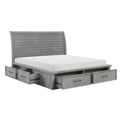 Logandale Antique Gray Eastern King Platform Bed w/ Storage FB and Side Rails - Ornate Home