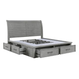 Logandale Antique Gray Eastern King Platform Bed w/ Storage FB and Side Rails - Ornate Home