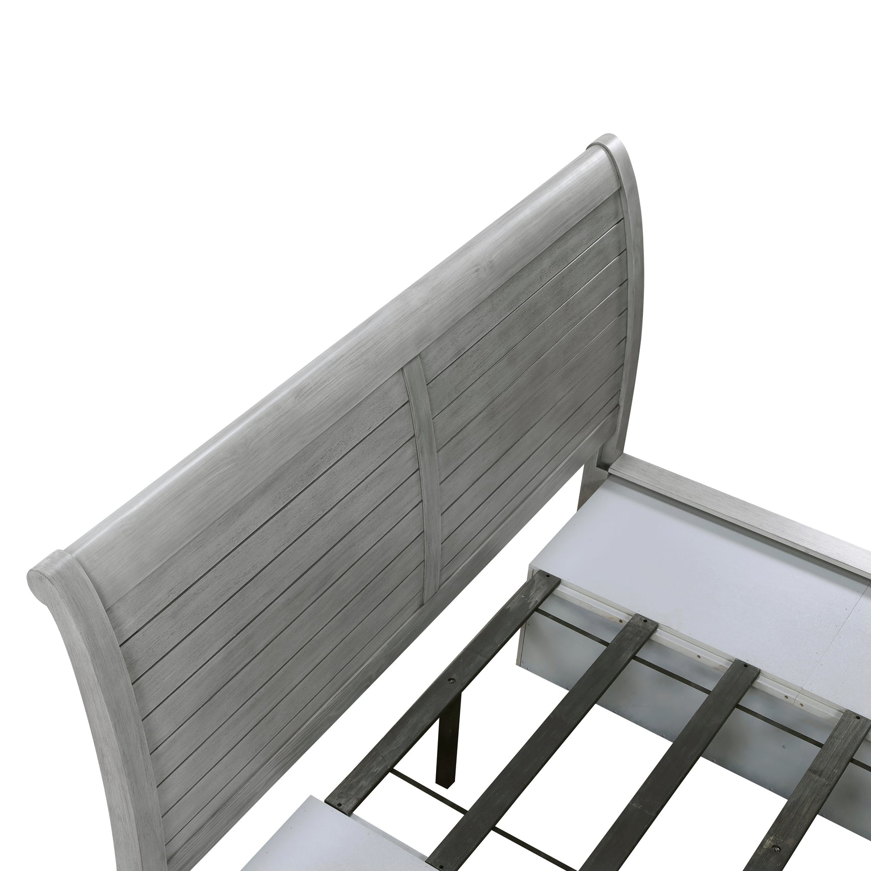 Logandale Antique Gray Eastern King Platform Bed w/ Storage FB and Side Rails - Ornate Home