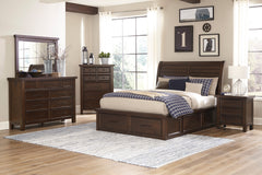 Logandale Brown Queen Platform Bed With Storage Footboard And Side Rails - Ornate Home