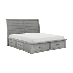 Logandale Gray Queen Platform Bed With Storage Footboard And Side Rails - Ornate Home