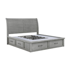 Logandale Gray Queen Platform Bed With Storage Footboard And Side Rails - Ornate Home