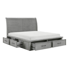 Logandale Gray Queen Platform Bed With Storage Footboard And Side Rails - Ornate Home