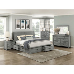 Logandale Gray Queen Platform Bed With Storage Footboard And Side Rails - Ornate Home