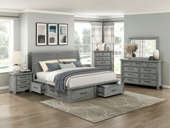 Logandale Gray Queen Platform Bed With Storage Footboard And Side Rails - Ornate Home